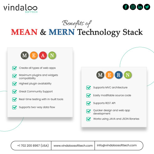#MEAN and #MERN are two full-stack development services with minor differences in technology but major differences in applications. To better represent the difference, here is a list of the benefits of each. For more information please visit: https://www.vindaloosofttech.com/mean-mern-development