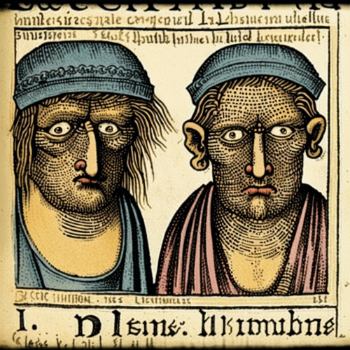 This community, mentioned in the Nuremberg Chronicle, lived between 600 BC and 300 AD. In the depictions, ugly people with no heads and eyes on their shoulders are depicted. - This image was created with letaicreate.com artificial intelligence tools.