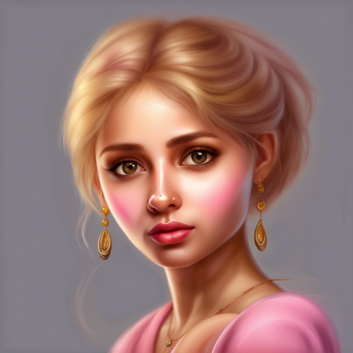 idian girl with beautiful eye, clear skin, pink-red lip, small nose, cute, elegant, gold hair, just the face , 32k resolution, very detail, nice boday.  Exclude from Result poorly drawn hand, poorly drawn face, creepy, poor quality, off-centered, uneven, out of frame - This image was created with letaicreate.com artificial intelligence tools.