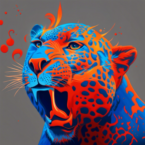 Un léopards avec du feu bleu et rouge - This image was created with letaicreate.com artificial intelligence tools.