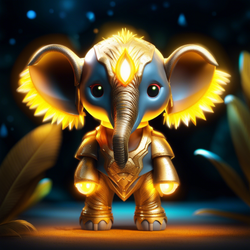 full body shot of chibi gold eye fluffy elephant with glow all Quills nature epic warm night light on glowing nature of life, epic cinematic BG,hyper detail and hyper quality hyper detail equipment 8k Accurate Animal Anatomy,Enchant Color Dynamic Lighting. Exclude from Result: global eye,wing,Exclude Close-up Shot,No Medium Shot,helmet,poorly draw anatomy,poorly drawn face,poorly drawn hands , out of frame, wrong hand detail,extra limbs,creepy limb and claw,fused,lowres,poor quality,gibberish,very low detail equipment - This image was created with letaicreate.com artificial intelligence tools.