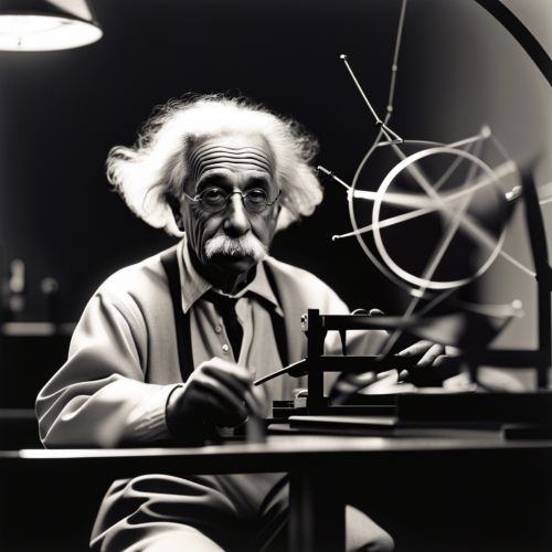 einstein working on special relativity. - This image was created with letaicreate.com artificial intelligence tools.