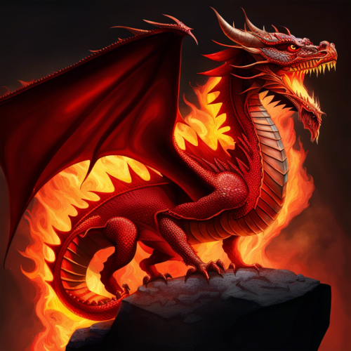 Un dragon rouge avec du feu,realistic,ultime,1000k - This image was created with letaicreate.com artificial intelligence tools.